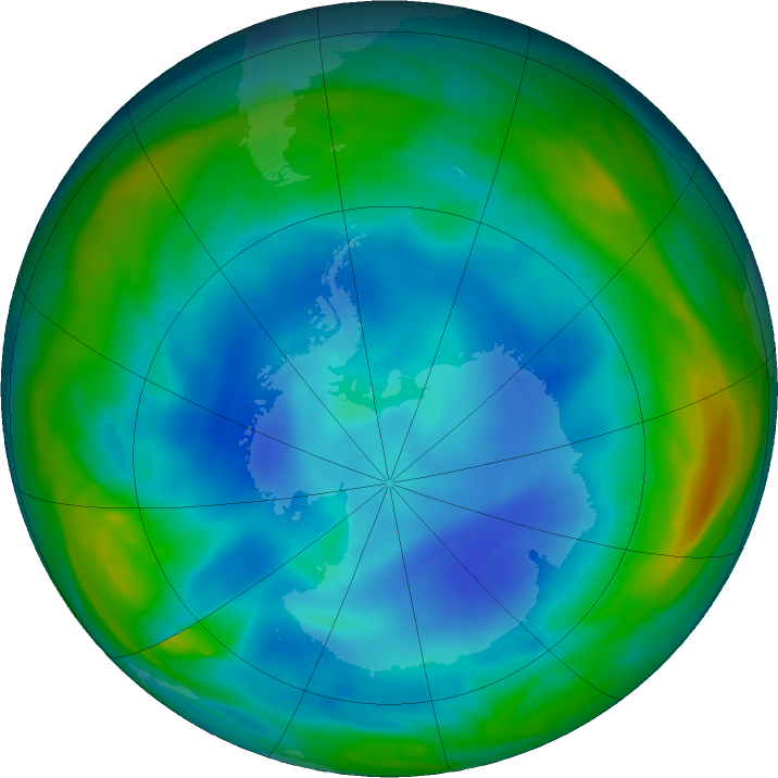 Antarctic ozone map for 05 July 2023